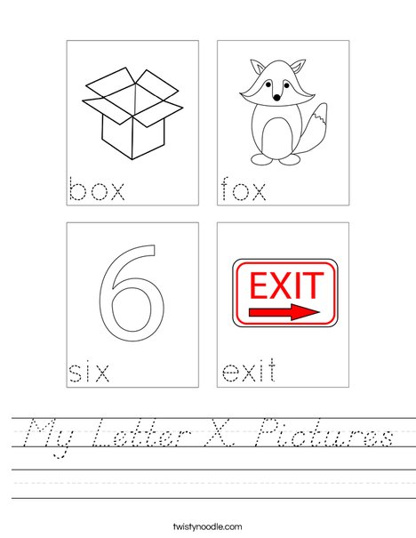 My Letter X Pictures Worksheet
