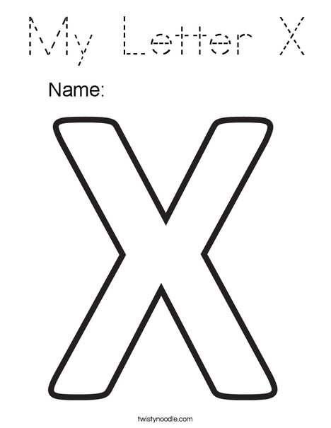my letter x coloring page tracing twisty noodle