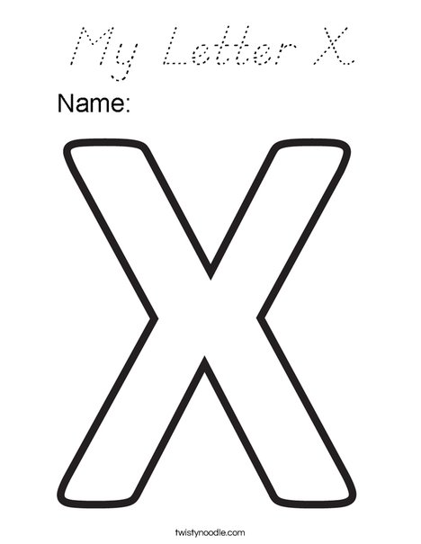 my letter x coloring page dnealian twisty noodle