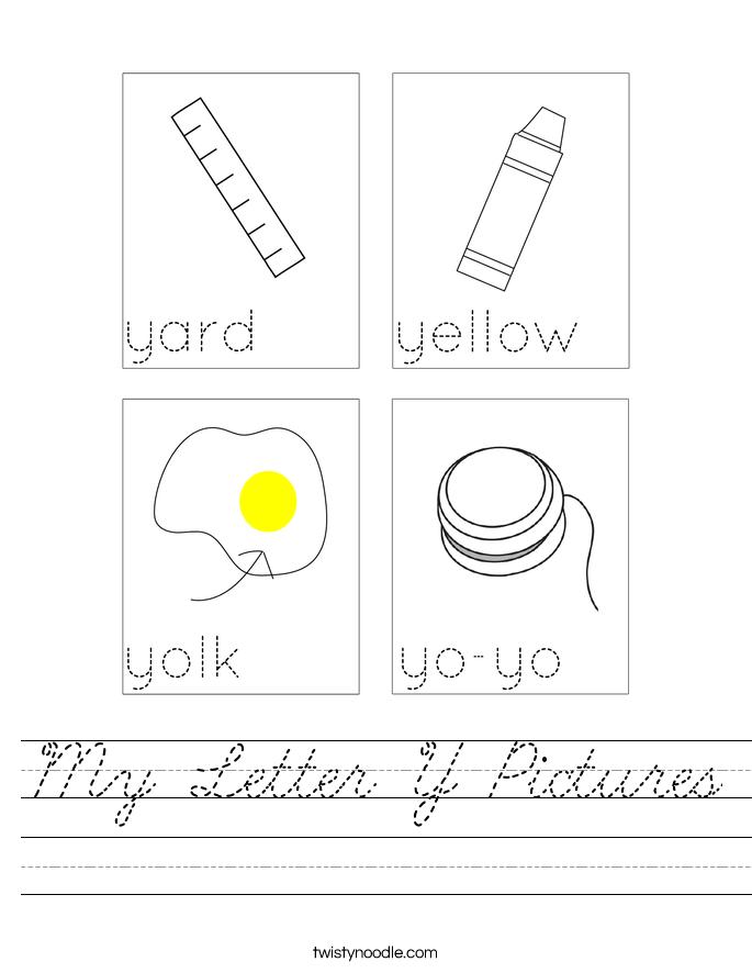 My Letter Y Pictures Worksheet