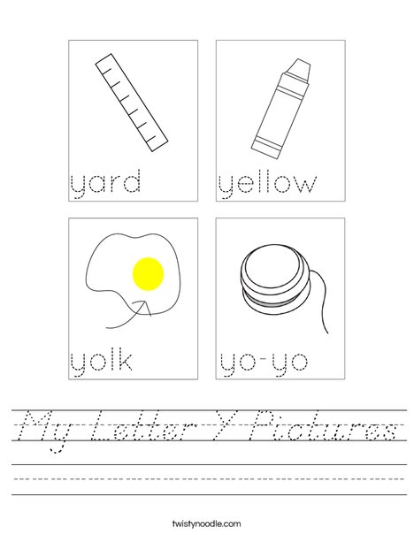 My Letter Y Pictures Worksheet