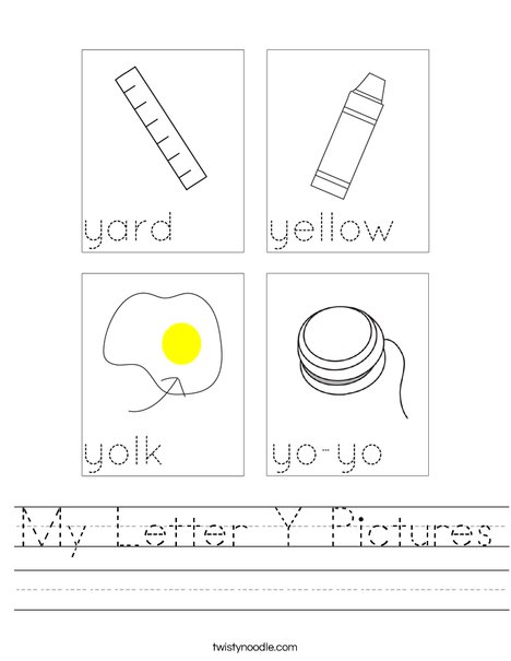 My Letter Y Pictures Worksheet