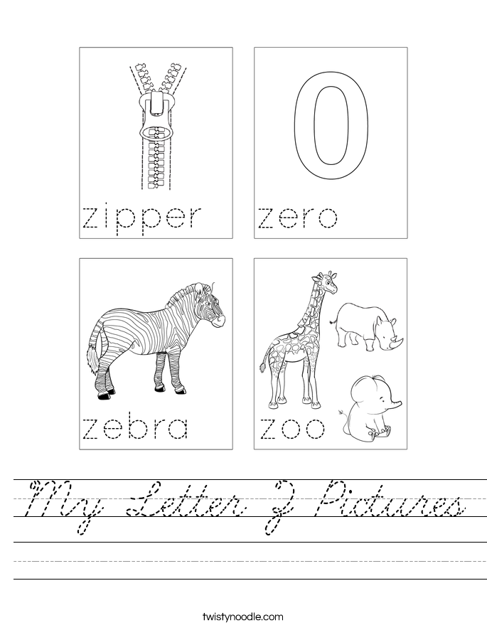 My Letter Z Pictures Worksheet