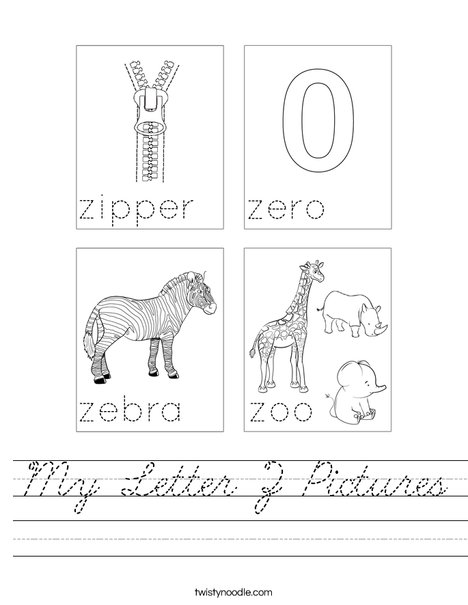 My Letter Z Pictures Worksheet