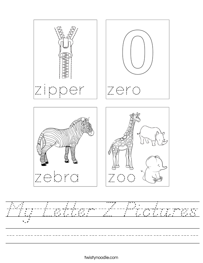 My Letter Z Pictures Worksheet