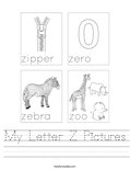 My Letter Z Pictures Worksheet