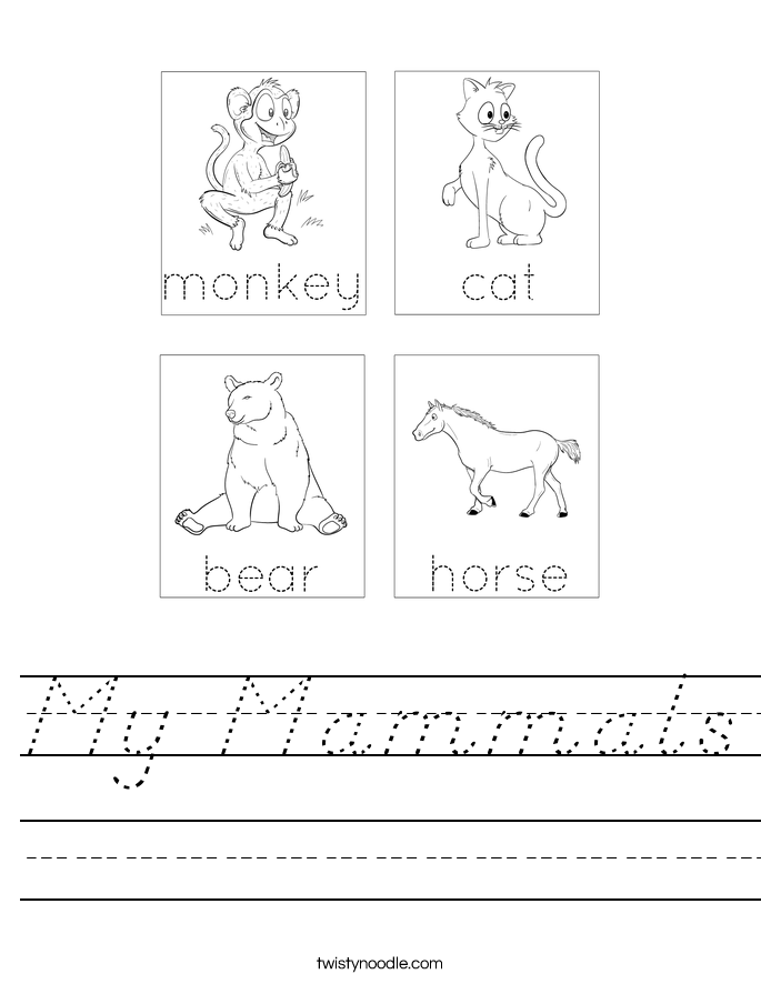 My Mammals Worksheet - D'Nealian - Twisty Noodle