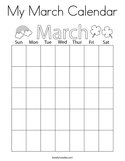My March Calendar Coloring Page