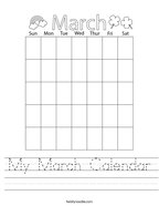 My March Calendar Handwriting Sheet
