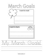 My March Goals Handwriting Sheet