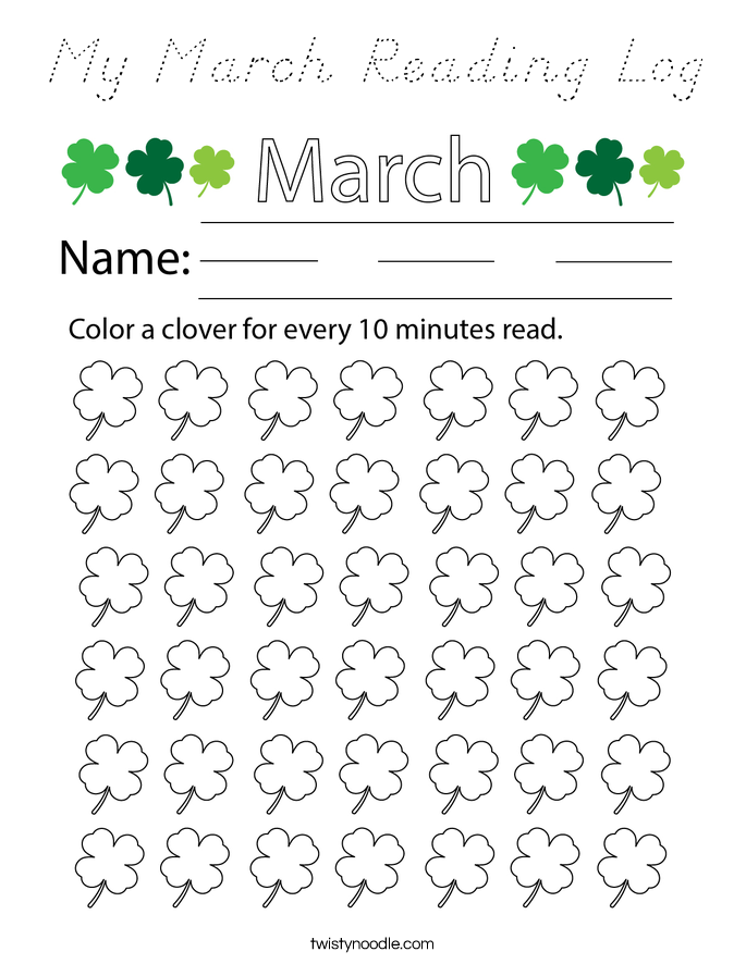 My March Reading Log Coloring Page