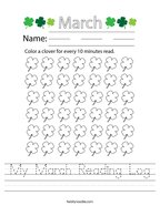 My March Reading Log Handwriting Sheet