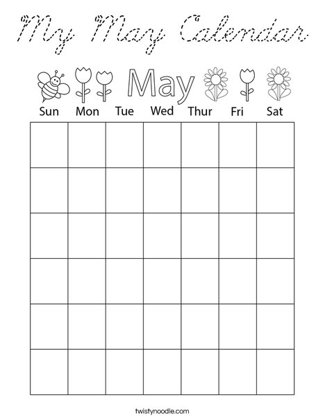 My May Calendar Coloring Page