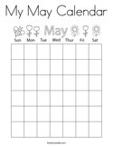 My May Calendar Coloring Page