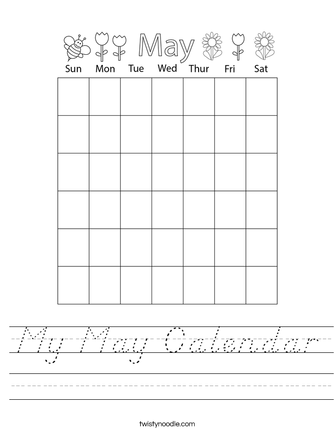 My May Calendar Worksheet