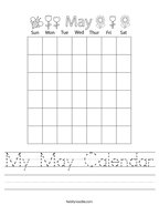 My May Calendar Handwriting Sheet