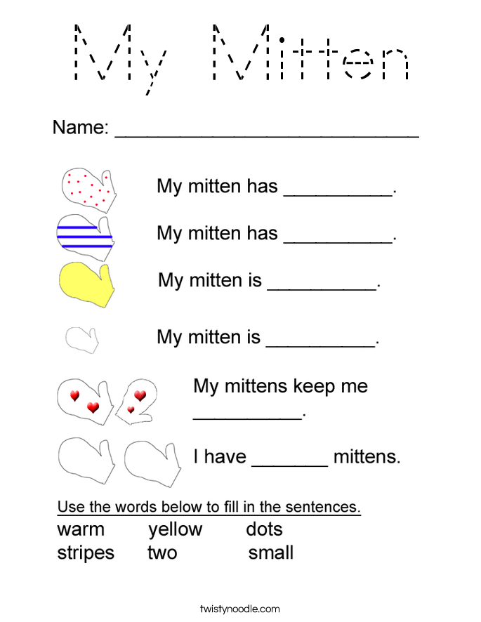 My Mitten Coloring Page