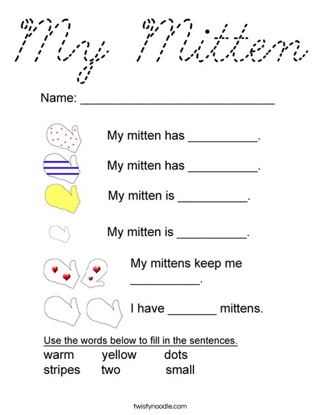 My Mitten Coloring Page