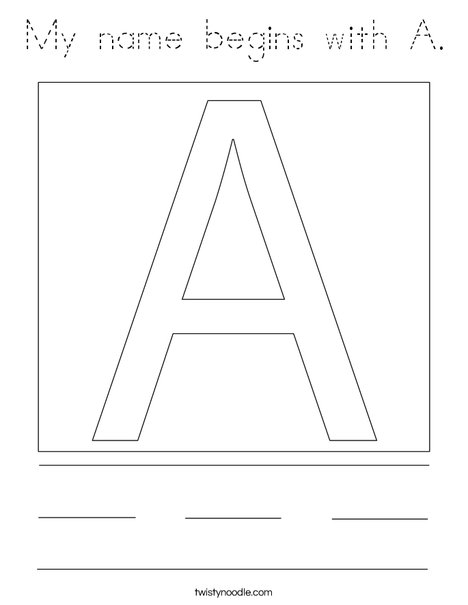 My name begins with A. Coloring Page