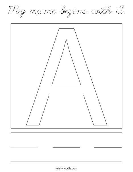 My name begins with A. Coloring Page