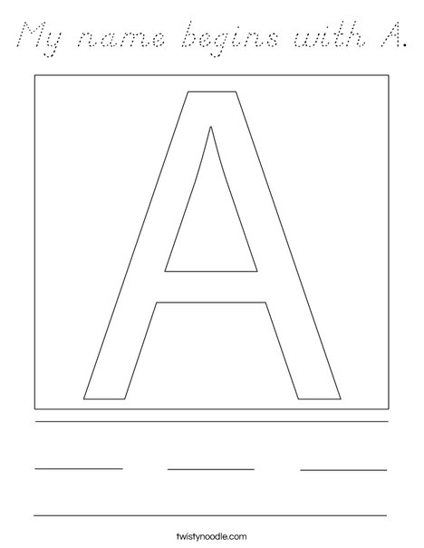 My name begins with A. Coloring Page