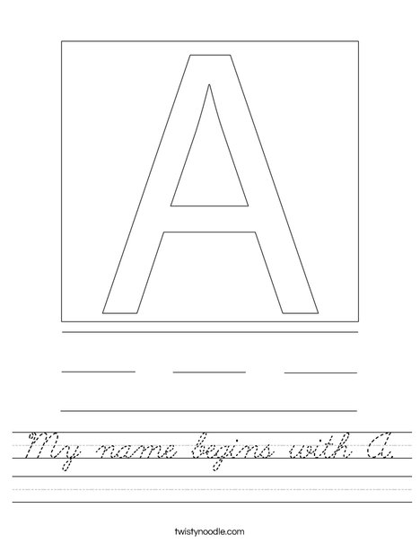 My name begins with A. Worksheet