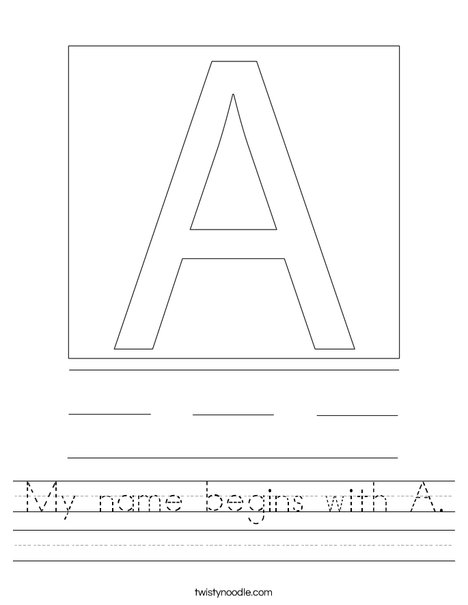 My name begins with A. Worksheet