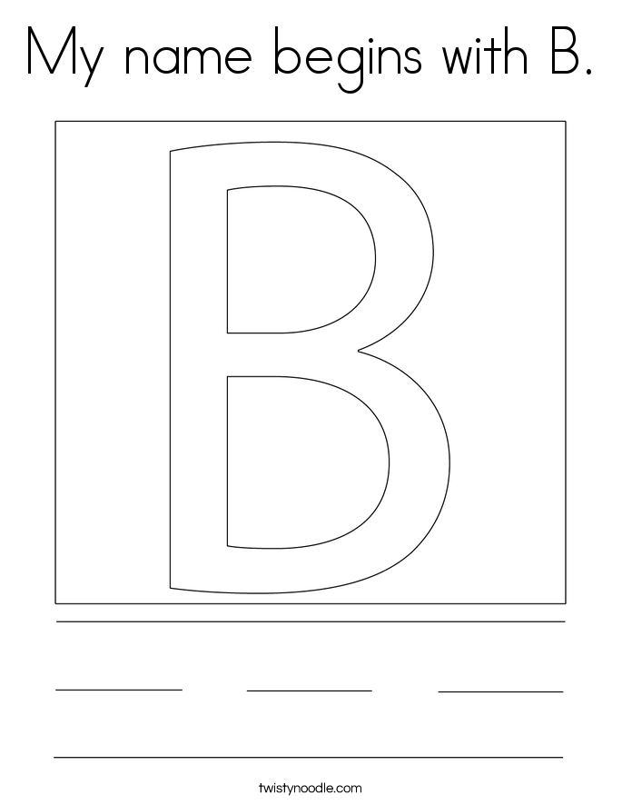 My name begins with B. Coloring Page