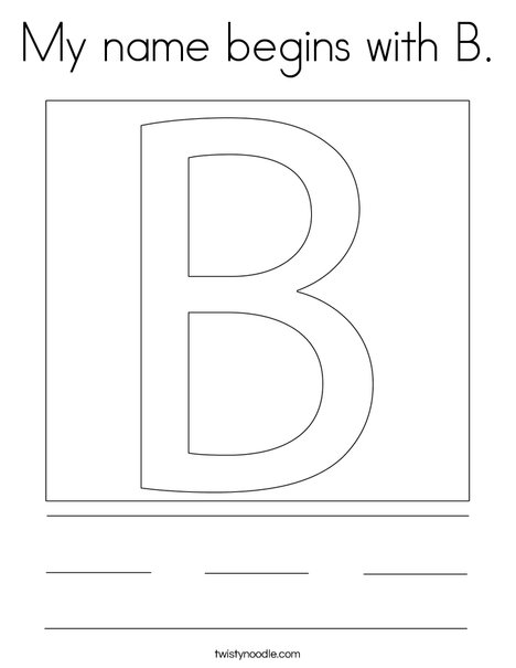 My name begins with B. Coloring Page