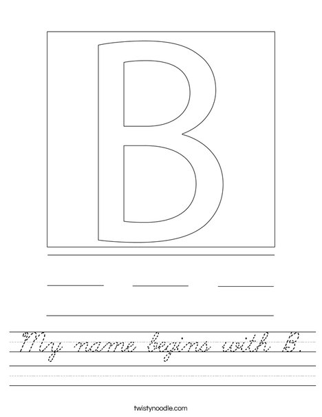 My name begins with B. Worksheet