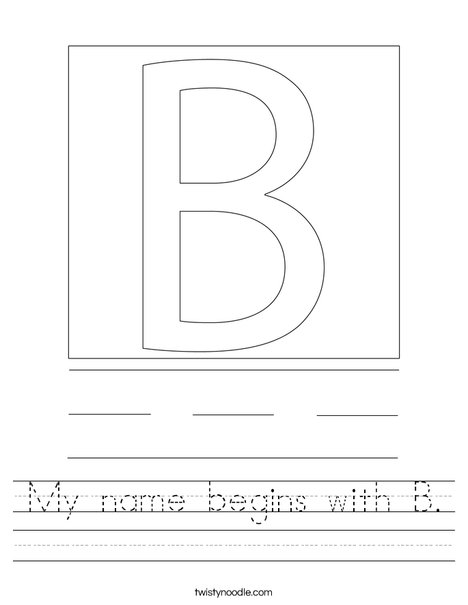 My name begins with B. Worksheet