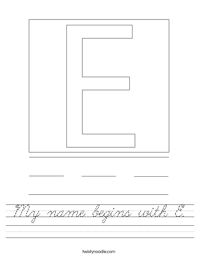 My name begins with E. Worksheet