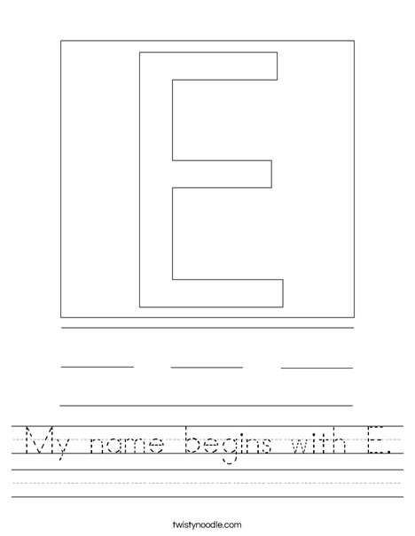 My name begins with E. Worksheet