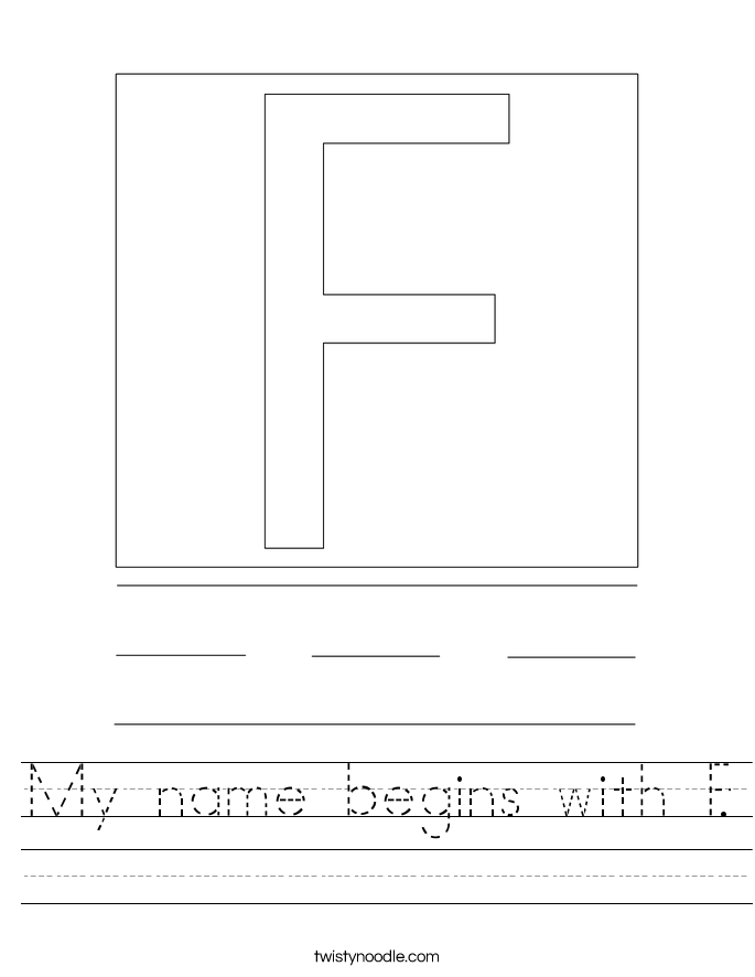 My name begins with F. Worksheet