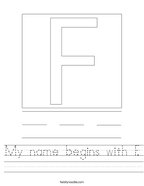 My name begins with F Handwriting Sheet