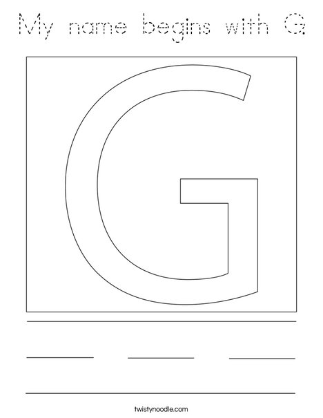 My name begins with G. Coloring Page