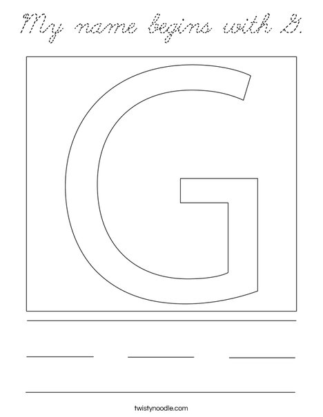 My name begins with G. Coloring Page