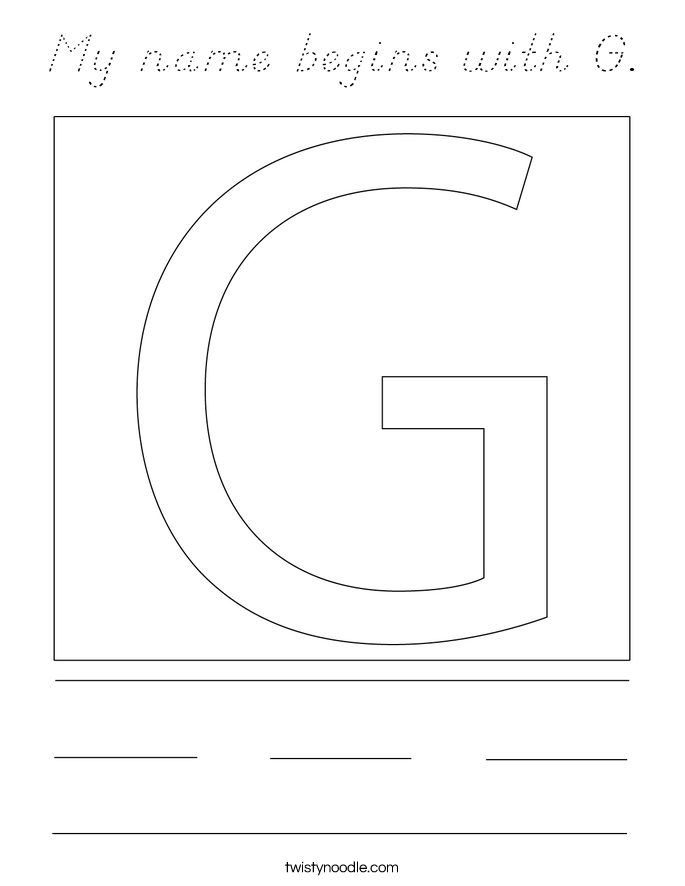 My name begins with G. Coloring Page