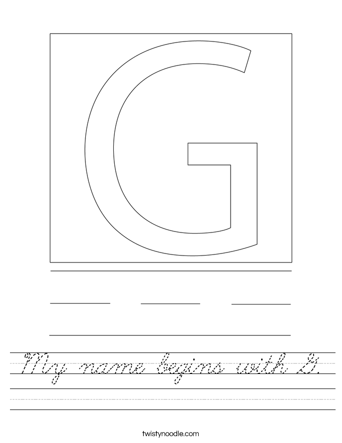 My name begins with G. Worksheet