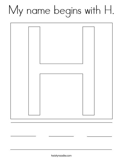 My name begins with H. Coloring Page