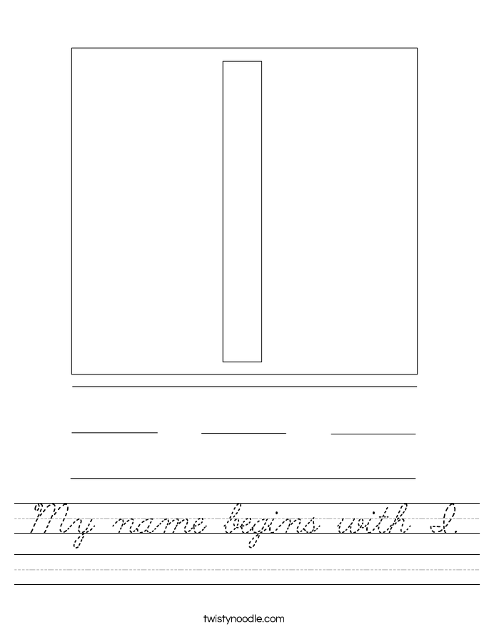 My name begins with I. Worksheet