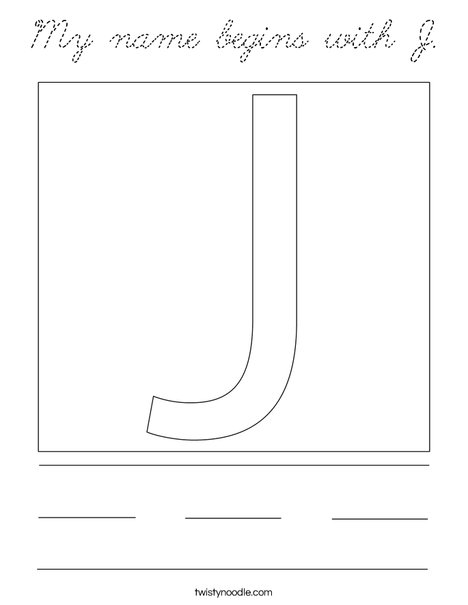 My name begins with J. Coloring Page