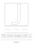 My name begins with J Handwriting Sheet