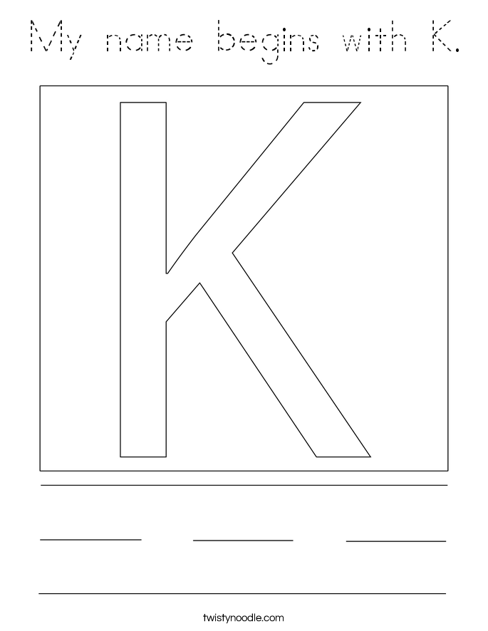 My name begins with K. Coloring Page