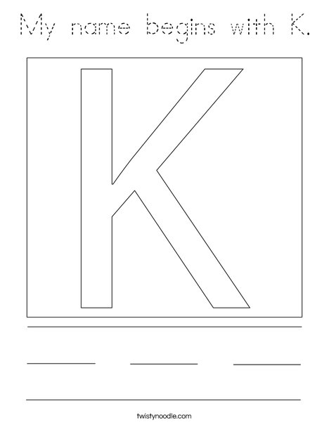 My name begins with K. Coloring Page