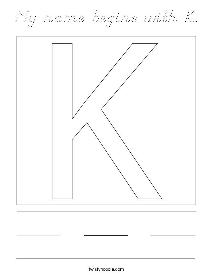 My name begins with K. Coloring Page