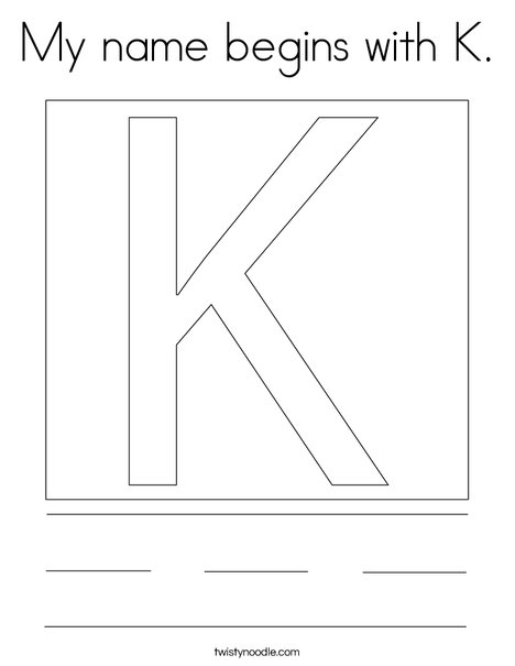 My name begins with K. Coloring Page