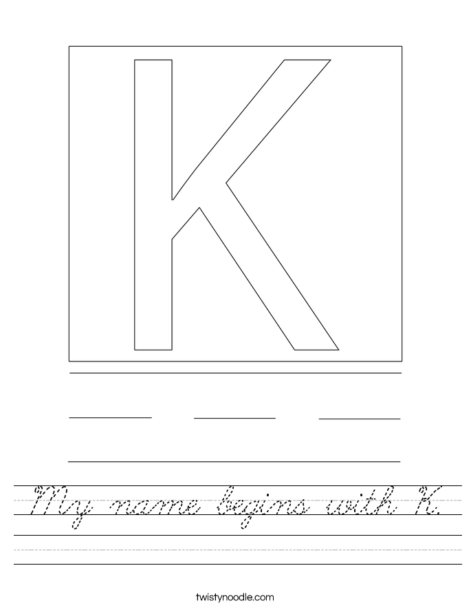 My name begins with K. Worksheet