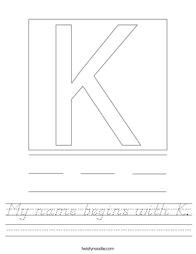 My name begins with K. Worksheet