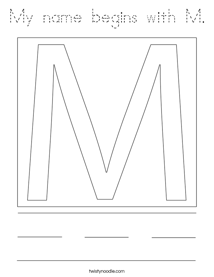 My name begins with M. Coloring Page